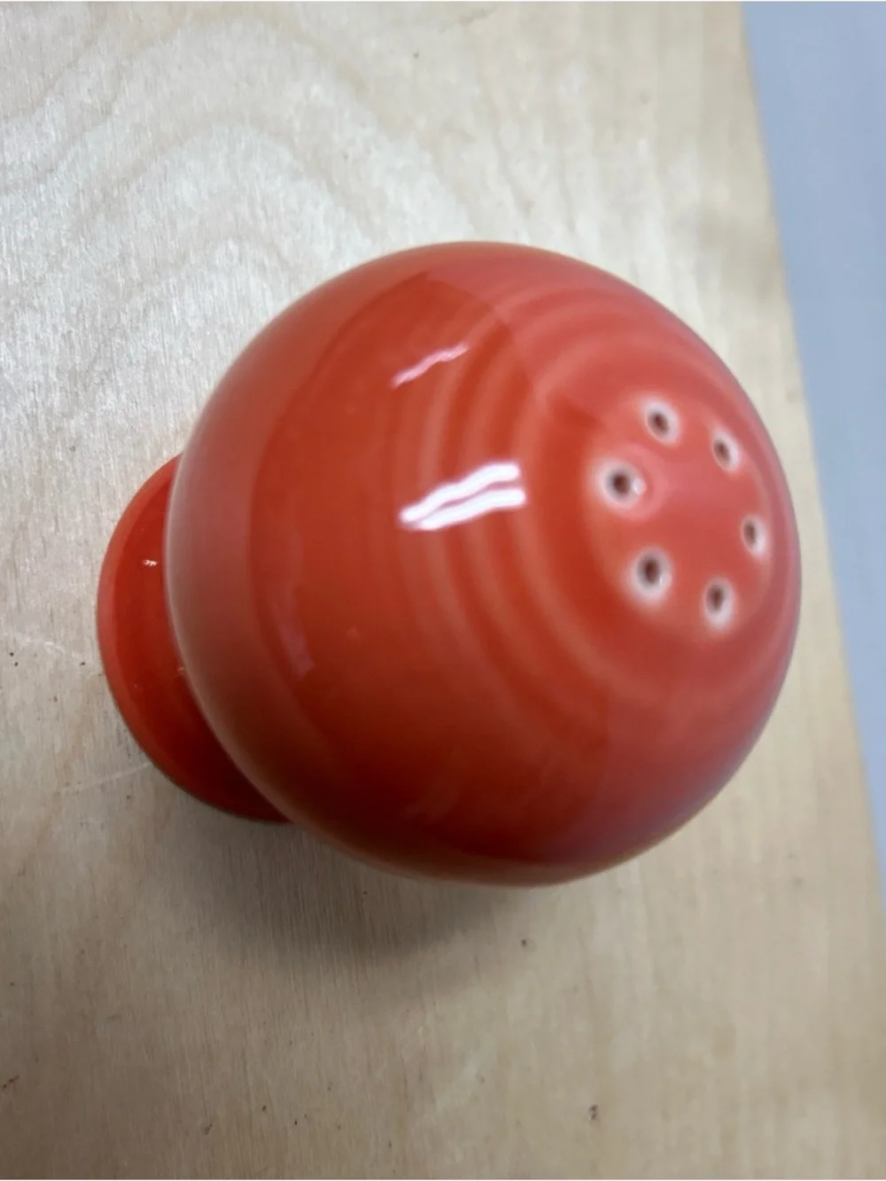 Vintage Fiestaware Round‎ Ball Bulb Salt OR Pepper Shakers Orange Rubber Stopper